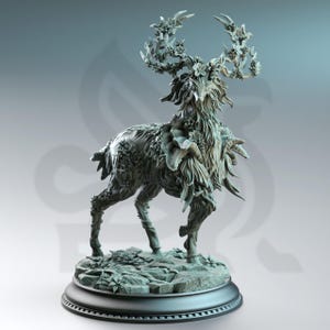 Fey Stag Miniature Floral Antlered Spirit Beast Resin Fantasy Elk DM Stash Forest Guardian TTRPG Model Fantasy Elk Fey Court Woodland