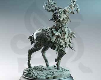 Fey Stag Miniature Floral Antlered Spirit Beast Resin Fantasy Elk DM Stash Forest Guardian TTRPG Model Fantasy Elk Fey Court Woodland