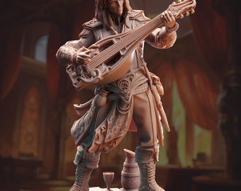 Human Bard Miniature 3D Printed Resin DnD Figurine for Tabletop TTRPG Pathfinder RPG Model Unpainted Fantasy Character for Paint Play Battle
