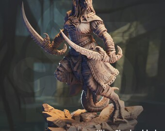 Black Dragonborn Rogue Shadow Assassin 3D Printed Black Dragonborn Stealth Assassin Resin Figure Rogue Dragonborn RPG Shadowblade Assassin