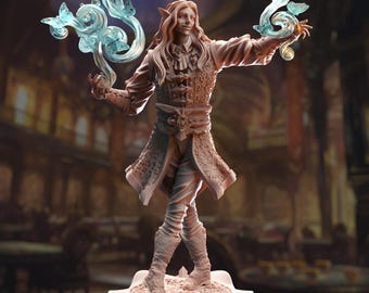 Elven Merchant Miniature 3D Printed Resin DnD Figure NPC Illusionist Trader TTRPG Character for Pathfinder RPG Unpainted Fantasy Model