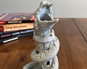 Basilisk Dice Tower TTRPG Monster Dice Roller for DnD Games Dice Tower Fantasy Terrain Basilisk Dice Roller 3D Printed Snake Dice Tower