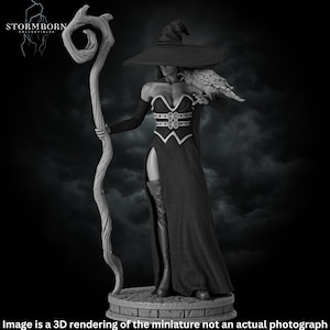 Azora The Witch Miniature For Dungeons And Dragons Pathfinder And TTRPG Gift Fantasy Model In 32mm And 75mm Scales Perfect For Painting