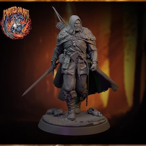 Ranger Miniature DnD Pathfinder Hooded Scout Bow And Sword Forest Hunter Resin Tabletop RPG Figure 3D Printed Torvin The Ranger