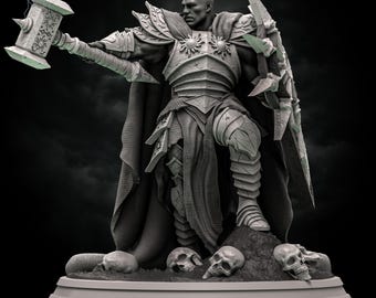 Invictis Lighthammer Paladin Miniature 3D Printed Gift for DnD Pathfinder TTRPG Hero Fantasy Collectible for Roleplaying Tabletop Games