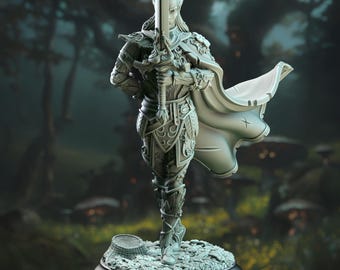 Female Elf Duelist Miniature Fantasy Elf Fighter TTRPG Miniature Feywalker Duelist Resin 3D Printed Figure Fey Court Elf Fey Elf Knight