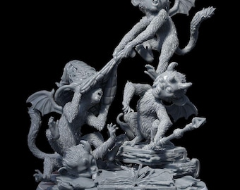 Mischievous Monkling Miniature Gremlin Demon Monster for Dungeons and Dragons Pathfinder TTRPG Resin Figure Fantasy Mini Tabletop RPG