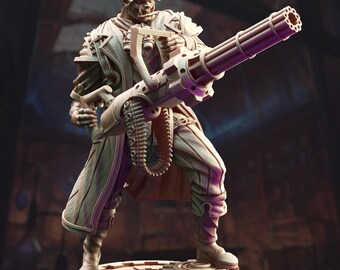Orc Artificer Miniature 3D Printed Resin Figure Gatling Gun Inventor Steampunk Gunslinger Gunner Miniature 3D Printed Resin Ork Artificer