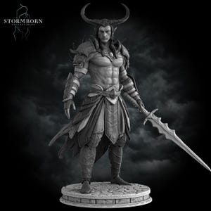 Tiefling Warrior Samael 3D Printed Miniature For Dungeons And Dragons Pathfinder And Tabletop RPG Gift Collectible In Multiple Scales