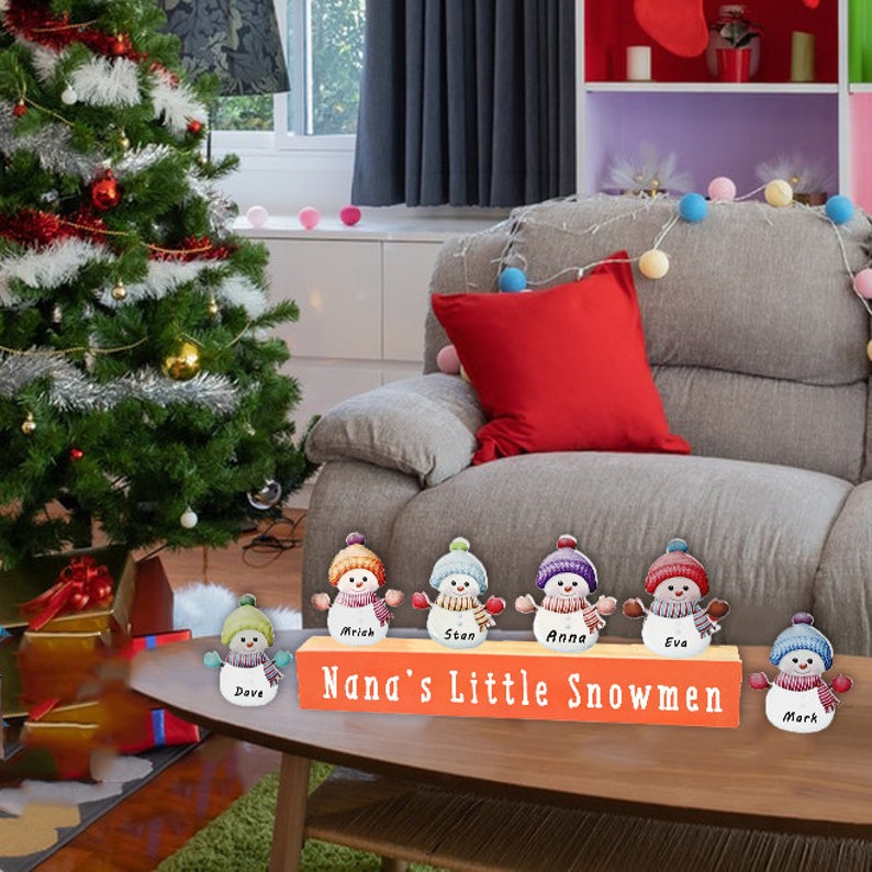 Christmas Decoration Wooden Snowman Block Custom Family image 6