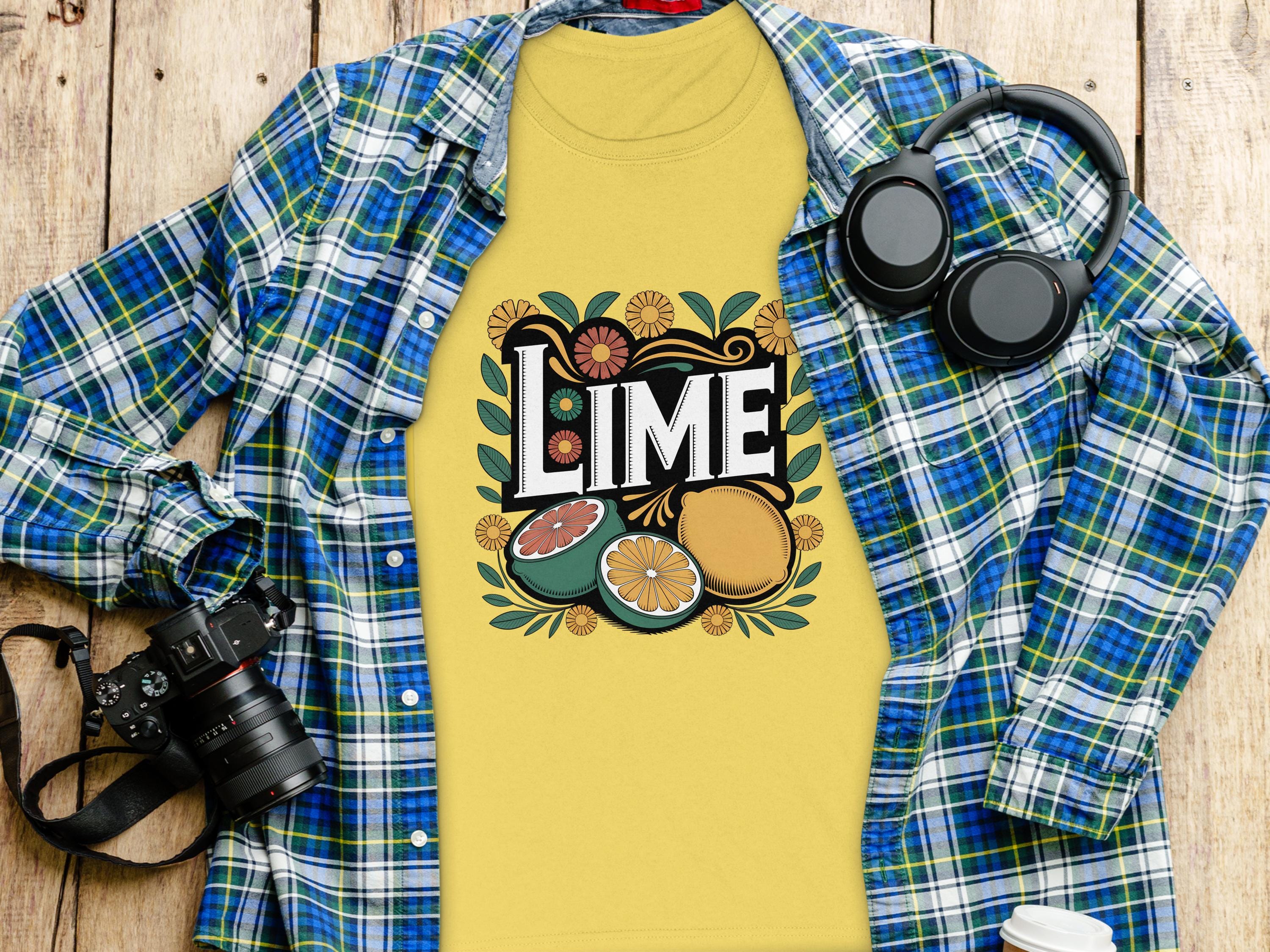 Lime T-Shirt – Retro Fruit Graphic Tee, Cute Summer Citrus Shirt, Boho Botanical T-Shirt, Foodie Gift, Vintage Style Farmers Market Tee