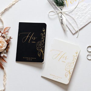 Personalizowane książki przysięgi, 2 książki przysięgi ślubnej, prezenty ślubne, prawdziwa złota folia, luksusowy notatnik do przemówień, jego i jej książki przysięgi, planowanie ślubu