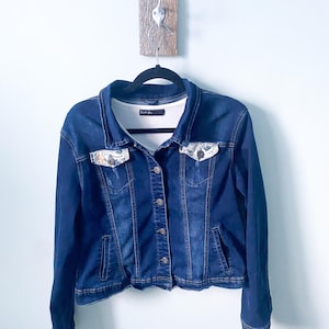 reworked Jean jacket/ patchwork Jean jacket/ upcycled jacket/ one of a kind/ birthday gifts/ unique gifts