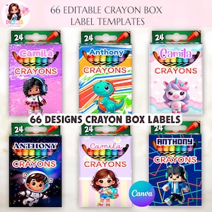 Crayon box label templates |Back to School Crayon Label Template |Crayon Box Cover Template| Classroom Favor Box| Crayon Box Party Printable