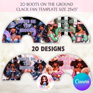 Boots on the Ground Clack fan template | Canva Clack Fan Template | clack fan template bundle | Where Them Fans At | Cowgirl Birthday