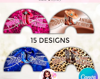 Boots and pearls clack fan template | Canva Clack Fan Template | clack fan canvas template | Boots and pearls designs | Clack fan designs