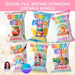 Back to school party favors | Back to school digital bundle| Back to school chip bags|First Day of School Chip Bag|Printable back to school