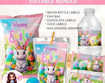 Easter Party favors,Easter digital bundle,Easter chip bag,Easter Bunny Chip Bag, Printable Easter Party Favors for kids,Easter Treats Bundle