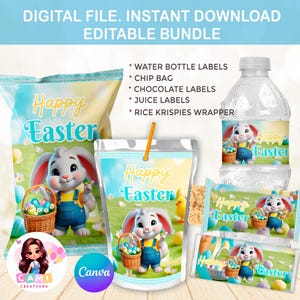 Happy Easter Party favors,Easter digital bundle,Easter chip bag,Easter Bunny Chip Bag, Printable Easter Party Favors for kids,Easter Treats