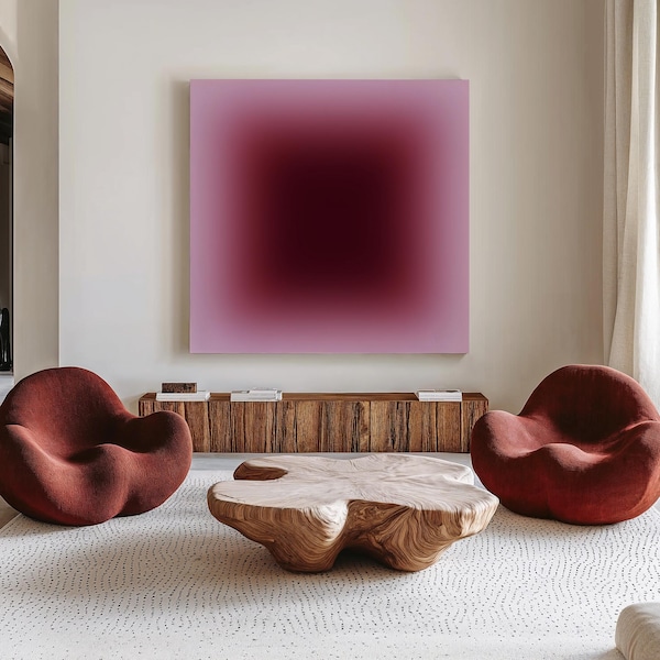 Burgundy Gradient Wall Art, Plum Mauve Abstract Canvas Print, Wine Glow Modern Minimal Decor