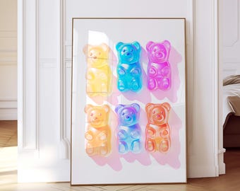 Colorful Gummy Bear Art Print: Sweet Kids Room Decor
