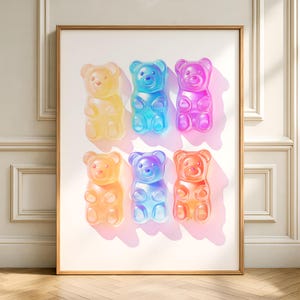 Gummy Bear Art Print – Colorful Candy Bear Poster for Kids Room or Sweet Shop Decor