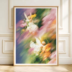 The Blessed Bloom – Vintage Angel Wall Decor, Christian Faith Art Print, Floral Baroque Poster