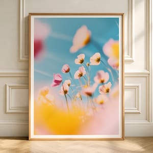 Wildflower Sky Art Print – Dreamy Pastel Floral Wall Art for Bedroom or Studio