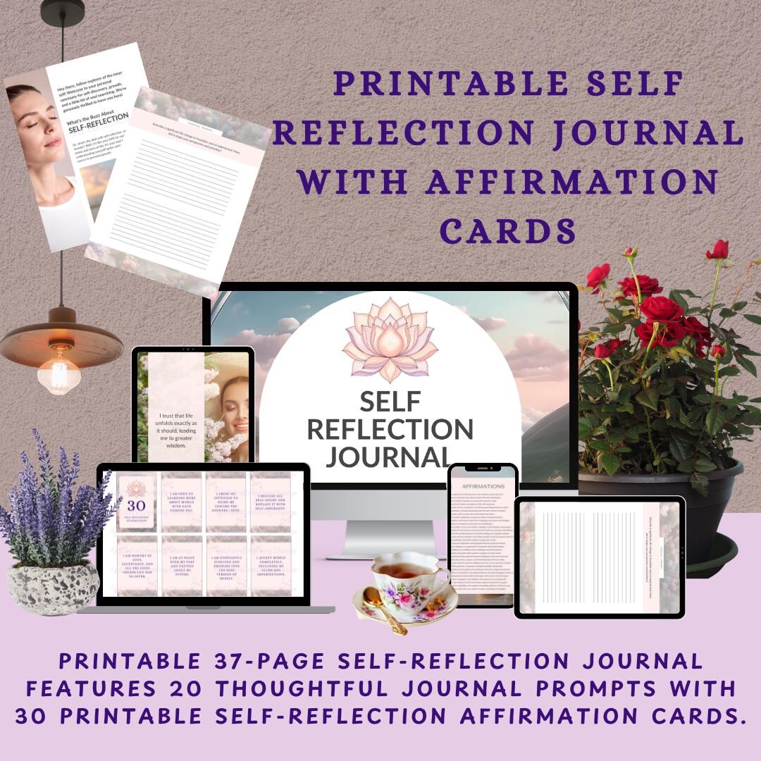 Self-reflection Journal With Affirmation Cards | Printable PDF ...