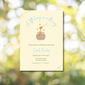 A Little Hunny Is on the Way Baby Shower Invitation | Editable Canva Template | Winnie the Pooh Inspired | Digital Download Invite