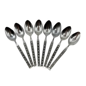 Japanisches Vintage-Set mit 8 Teelöffeln aus Edelstahl, floralem Muster, 16,5 cm (6,5 Zoll)