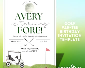 Golf Par-tee 4. Geburtstag Party Einladung Vorlage