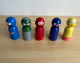Sesame Street Wooden Peg Playset | Hand Painted Figurines