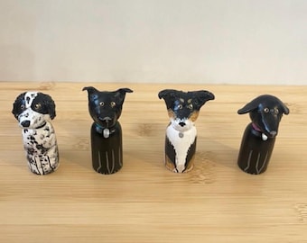 Custom Dog Pell Doll Christmas Ornament | Hand Painted Decorative Wooden Figurine