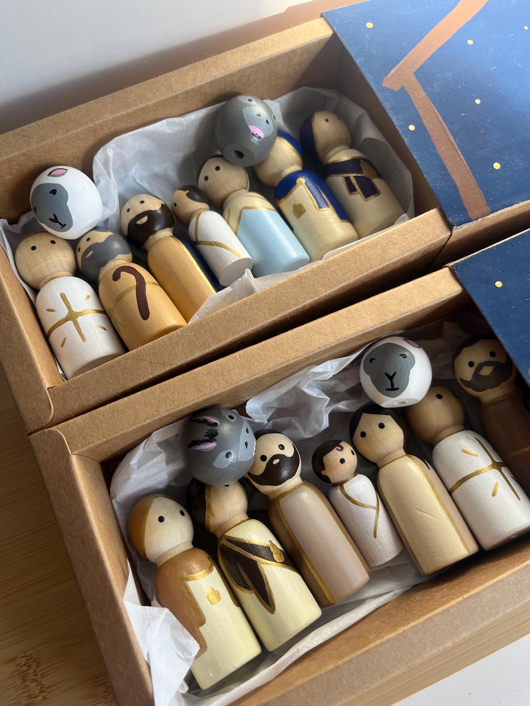Hand-painted Wooden Peg Nativity Set | Christmas Decor - Etsy