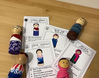 Inspiring Women Wooden Peg Dolls | Hand-Painted Iconic Women in History