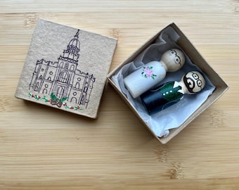 Custom Wedding Cake Topper Ornament | Hand Painted Decorative Wooden Figurine