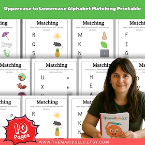 Uppercase to Lowercase Alphabet Matching Printable | Preschool & Kindergarten Letter Recognition Worksheets | Educational PDF