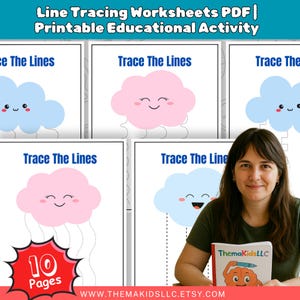Line Tracing Worksheets PDF: Pre-Writing Practice for Preschoolers (Digital Download)