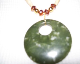 Native American made, Green Jade Pendant Necklace, bone hairpipe, jade, epidote necklace