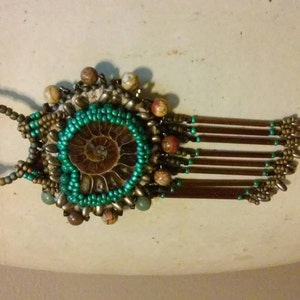 Ammonite bead embroidered necklace1 image 4