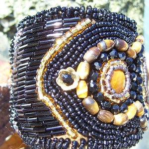 Example...can make one similar. Native American made, Tiger Eye Beaded Cuff Bracelet image 3