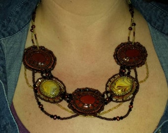 native american made red jasper statement necklace