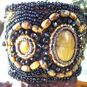 Example...can make one similar. Native American made, Tiger Eye Beaded Cuff Bracelet image 2