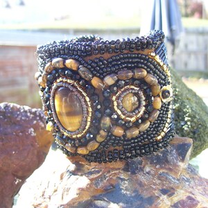 Example...can make one similar. Native American made, Tiger Eye Beaded Cuff Bracelet image 5