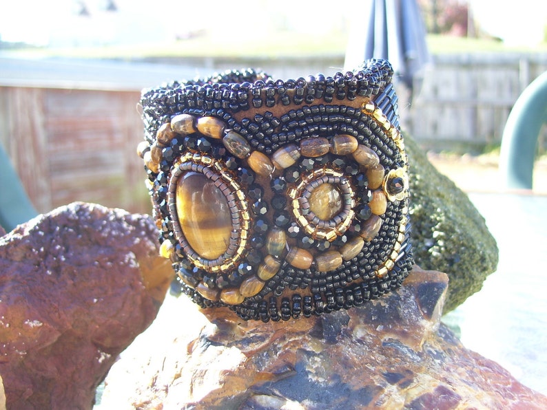 Example...can make one similar. Native American made, Tiger Eye Beaded Cuff Bracelet image 5