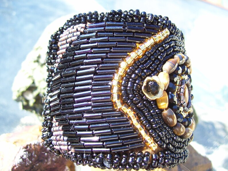 Example...can make one similar. Native American made, Tiger Eye Beaded Cuff Bracelet image 4