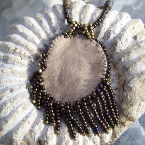 Example...can make one similar. Native American Jewelry, Ammonite Necklace, this is a Shades of Brown mini bead fest entry for EBEG guild image 5