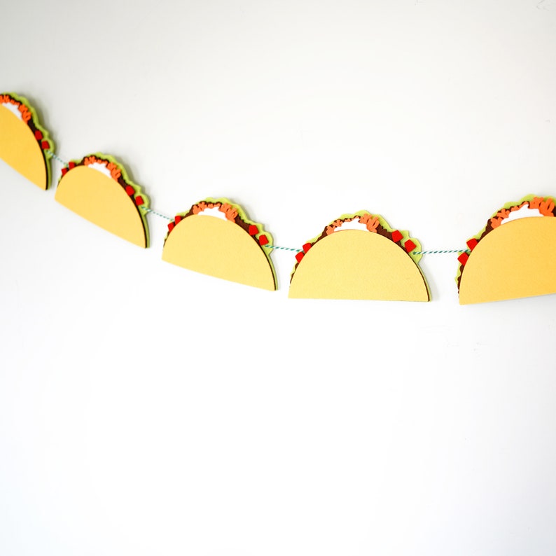 Tacos Party Felt Garland Premium Quality Layered Bunting 9 Tacos image 5
