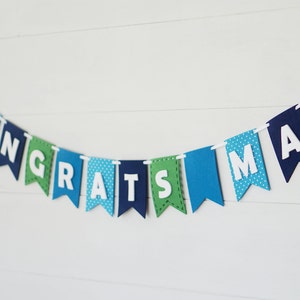 Custom Felt Banner Kit Blues & Green Felt Letters 15 Felt Flags Premium Quality Layered Garland Bunting image 4